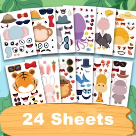 24 Sheets Make Your Own Animals Stickers Make A Face Stickers for Kids Toddlers with Safaris Sea and Fantasy Animals DIY Craft Stickers Kids Party Favor Supplies Crafts