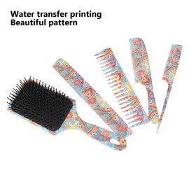 Hair Brush Set, Relieve Pressure Massage Scalp Hair Brush Comb Set Elastic Gas Bag Round Comb for Home Use for Hair Salon(Waist flower five-piece suit)