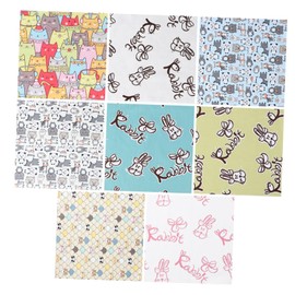 Gatuida 8Pcs Cartoon Animals Fabric Patchwork Cloth for DIY Crafts Random Styles for Sewing Projects Cushion Covers and Handmade Decor