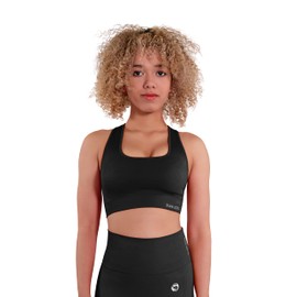 STARK SOUL Sports Bra - Removable Cups, Medium Support, Various Colours, Sizes XS, S, M, L and XL, black