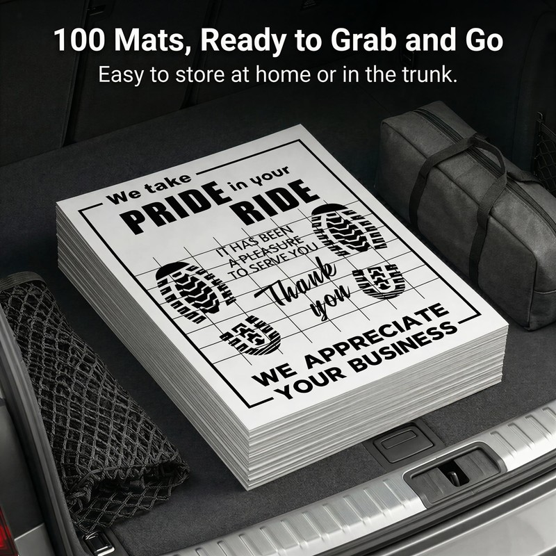 Disposable Paper Car Floor Mats, 100 Count, 20 x 16