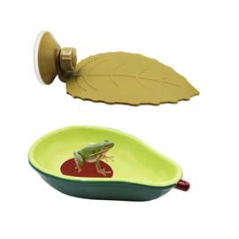 Tree Frog Terrarium Accessories, Reptile Bathtub with Basking Platform Set, Terrarium Decor for African Dwarf, Tree Frog, Toad, Other Reptile and Amphibian