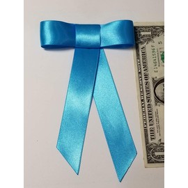 EmilyRose Couture Satin Hair Bow Collection (Alligator Clip, Aqua Blue)