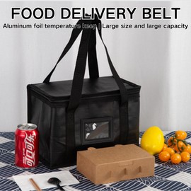 SUQ Food Delivery Bag, 40L Pizza Boxes, Large Deliveroo Bag, Cooler Bag Box, Insulated Cooler Bag, Foldable Grocery Bag, for Camping BBQ Shopping Fishing Family (43x31x30cm)