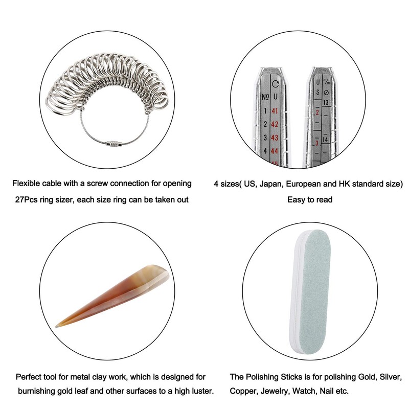 Artilife Jewelry Ring Sizer Tools Including Ring Mandrel Sizer, Rubber