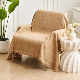 AIVIA Slipper Chair Cover Sheet Blanket, Reversible Anti Slip Throw Cushion Covers for Armless Chair Recliner Armchair Ottomans Furniture Decorations Protector Slipcover Tablecloth (Khaki, 51” x 71”)