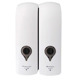 Decdeal Manual Soap Dispenser Double Head Bathroom Kitchen Hotel 300ml x 2 White