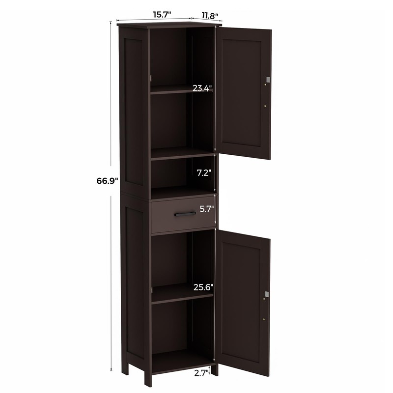 Homhedy 67" H Tall Bathroom Storage Cabinet with 2 Barn