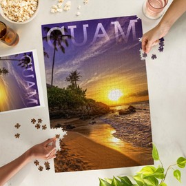 Guam, Sunset and Palm (1000 Piece Puzzle, Challenging Jigsaw Puzzle for Adults, Made in USA)