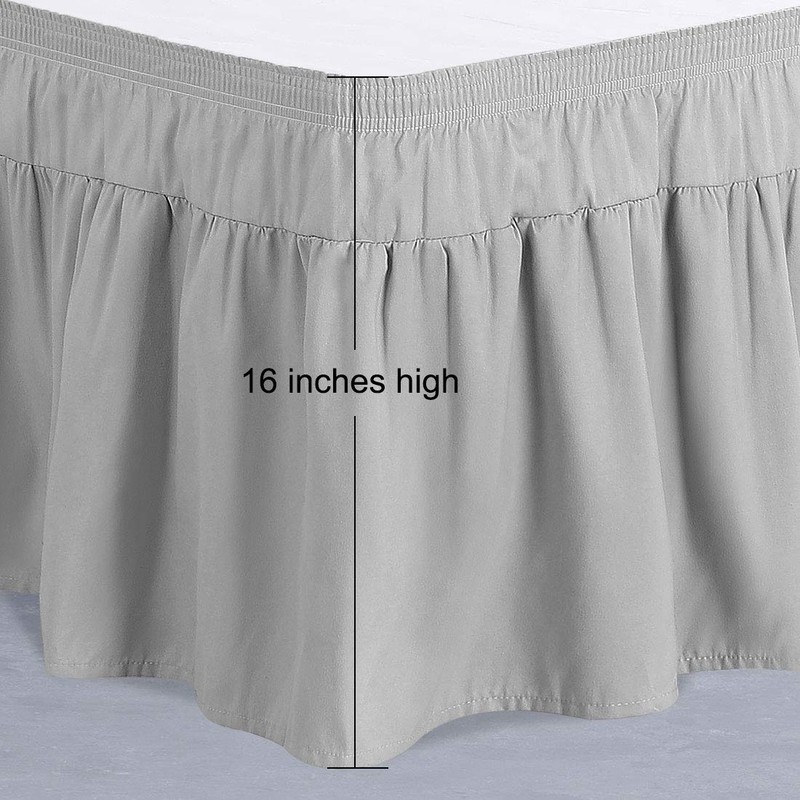PiccoCasa Polyester Wrap Around Bed Skirt,Elastic Dust Ruffles Bedskirts,Fade &