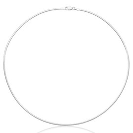 1mm sterling silver 925 Italian Omega chain necklace chocker with spring ring clasp - inch 20"/50cm