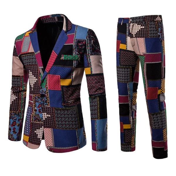 Cloudstyle Mens 2 Piece Print Suit Floral Party Dress Jacket