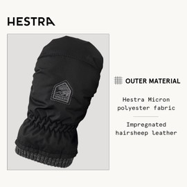 Hestra Kids Warm Youth My First Basic Cold Weather Winter Mittens for Babies and Juniors for Cold and Snow - Black - 3
