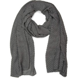 styleBREAKER crêped scarf uni, crash and crinkle, cloth, women 01016107, color:Dark Grey