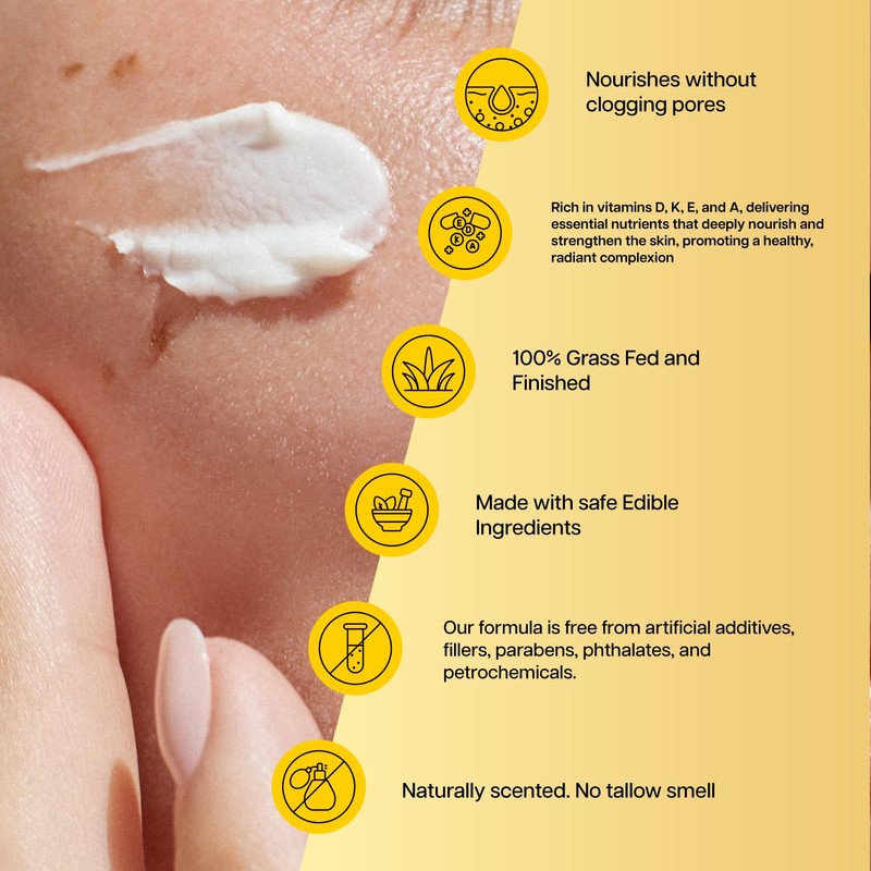 100% Organic Grass Fed Beef Tallow for Skin Care -