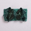 Kercisbeauty Polka Dots Bow Hair Band Soft Velvet Green Headwear