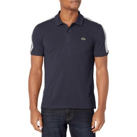 Lacoste Men’s Logo Stripe Piqué Polo Shirt, Marine, Medium