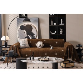 Flower Couch Cover Sofa Covers Pet-Friendly Anti-Slip Stretchable Sofa Slipcovers Thick Chenille Couch Cover Blanket for Sectional Loveseat Recliner 2/3 Cushion Couches Furniture Protector 71x134 Inch