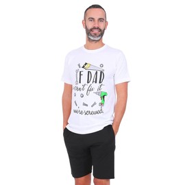 If Dad Can't Fix It Men's Short Pyjamas PJ's (XX-Large) White