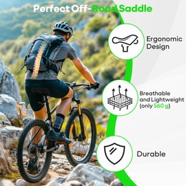 New Gel Bike Seat for Men & Women, Mjkeomo Waterproof Bicycle Seat Breathable Mountain Bike Saddle Gel Bicycle Saddle for MTB, BMX, Road Bike, City Bikes, Exercise Bikes(Green)