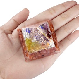 mookaitedecor Healing Stone Crystal Pyramid with Red Agate, Positive Energy Pyramid for EMF Protection Meditation / Yoga / Healing Chakra / Home Decor 50 mm