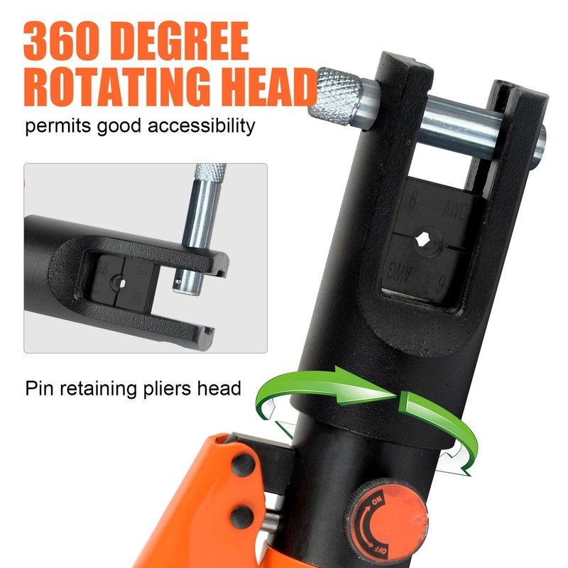 HZLZRZ Hydraulic Crimping Tool 12 Tons, Range 8AWG-4/0AWG(250MCM), Hydraulic Cable