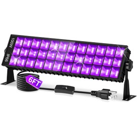 100W Black Light Bar IP66 Waterproof, LED Blacklight with Plug+Switch+6ft Cord, Indoor/Outdoor Black Lights, Light Up 1400 sq.ft, for Neon Glow Party Body Paint Fluorescent Poster Classroom Halloween