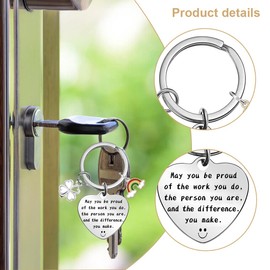 ZKSXOA Thank You Keyring, Thank You Gifts for Women Men, Stainless Steel Heart-Shaped Rainbow Keyring, Encouragement Keychain May You Be Proud, Leaving Gifts for Teacher Nurse Colleagues