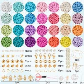 RUBY 3mm Perlen für Armbänder Pastell, 24 Bunte Makkaron Matte Glasperlen zum Auffädeln, Mini Perlenset Charm Kit für DIY Bracelet Making, Feiertage, Partys, Weihnachten