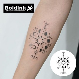 Boldink Temporary Tattoos, semi permanent tattoos, 15-day long lasting tattoo sticker, waterproof and anti-reflective, unique design（Geometric design 3）