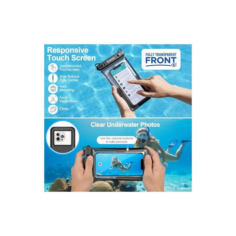 Rynapac Waterproof Phone Pouch - 2 Pack for iPhone &