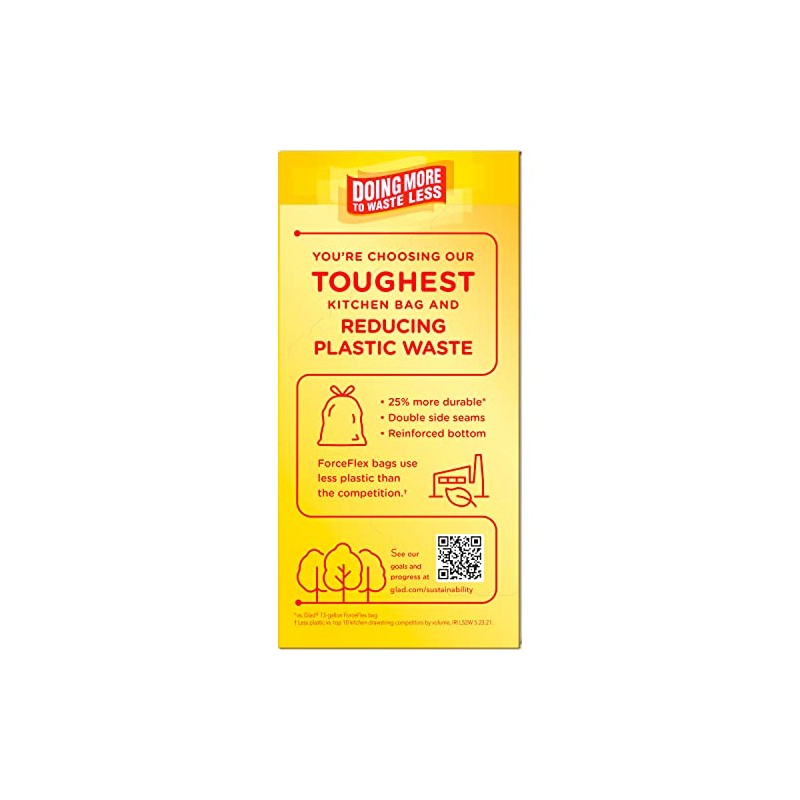 Glad Glad ForceFlex MaxStrength Tall Kitchen Trash Bags, 13 Gal,