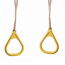 Yellow Plastic Gymnastics Rings with Adjustable Ropes