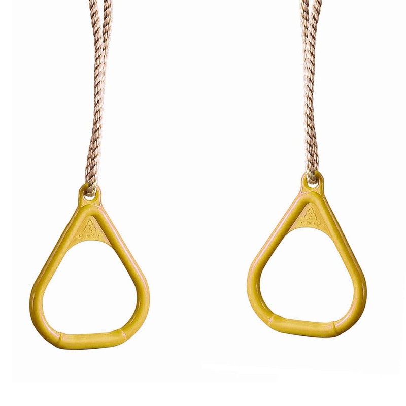 Yellow Plastic Gymnastics Rings with Adjustable Ropes