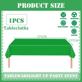 Green Disposable Tablecloth, Plastic Tablecloth, 137 x 274 cm, Rectangular Table Cover, Garden Tablecloth, Outdoor Table Cloth for Catering, Parties, Weddings or Household