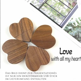 Heart USB Stick Wooden 32 GB, TATMOHIK USB 3.0 USB Memory Stick Gift Super Speed Wooden Flash Drive Memory Stick Pendrive Birthday/Anniversary/Wedding (Includes One USB Stick Only)