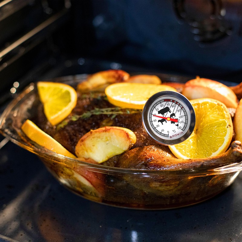 BROWIN® Analogue Roasting Thermometer with Case 100600, 0-120 °C Grill