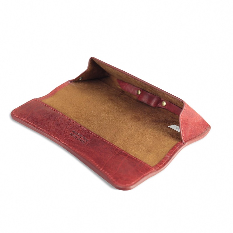 Jahn-Lederwaren Leather Glasses Case for Glasses Model BR-51407, red