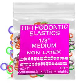 Neon Non-Latex 100 counts Intraoral Elastic Bands Orthodontic Elastics Dental Rubber Bands Made in US Medium 1/8'', Neon