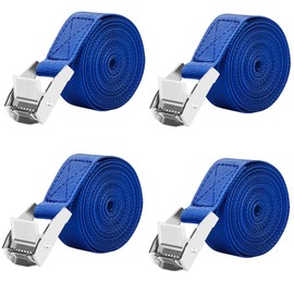 LUZOON Tie Down Straps 4 Pieces 2.5 m Lashing Straps with Ratchet Load Capacity up to 250 kg (4 Pieces Blue - 2.5 m x 25 mm)