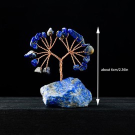 Money Tree Design Crystal Ornament, 1 Count Fengshui Ornament, Home Decor for Living Room, Office, Desktop Decoration, Ideal Gift - Color: 1 Count, Specification: Lapis Lazuli