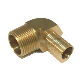 EDGE INDUSTRIAL 5/8" Hose ID to 3/4" Male NPT MNPT 90 Degree Elbow Brass Fitting Fuel/AIR/Water/Oil/Gas/WOG (Qty 01)