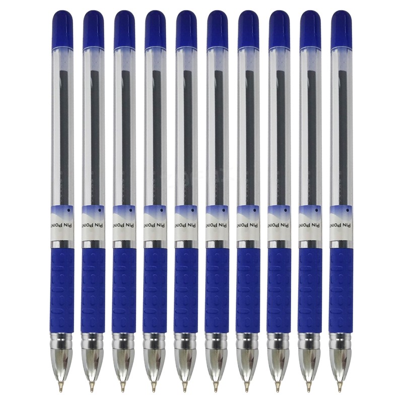 PINPOINT Ballpoint Pens, BLUE, Fine Point (0.6mm), Pack of 10,