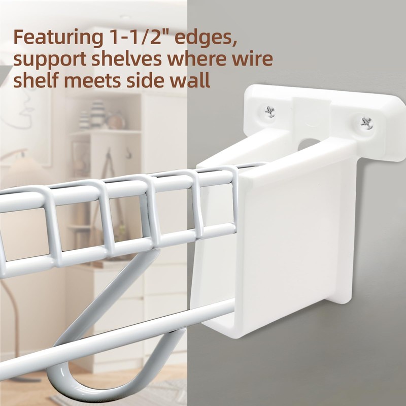 Uenhoy 12 Pcs Wire Shelf End Bracket, White Plastic Closet