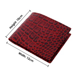 Men's Premium Red Waxed Crocodile Print Leather Wallet Credit Cards Holder Purse 0524