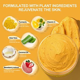 Vitamin C and Turmeric Face Scrub Cream Organics Microdermabrasion Facial Scrub Exfoliating Clears Blackheads Improve Dark Spot Acne with Strawberry E