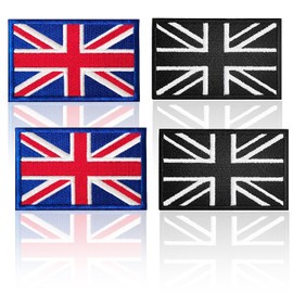 Geebymol British Union Jack Patch United Kingdom Flag Patch British Union Patches Tactical Patches Hook and Loop Applique for Military Uniform Tactical Bag Jacket Hat, 4pcs (8×5CM)