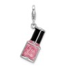 Adornica Diamonds Sterling Silver Rhodium-Plated 3-d Enameled Pink Nail Polish