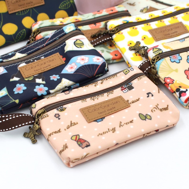 loco animo Pouch, Double Zipper, Strap, Lightweight, Cute, Animal Pattern,