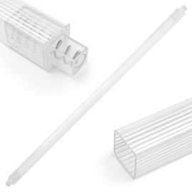 IWIWE 24 Inch Clear Square Towel Bar Replacement Rod for Ceramic Holder - Spring Loaded Adjustable Plastic Towel Rod for Bathroom and Kitchen Porcelain Holders (Reliable Plastic)